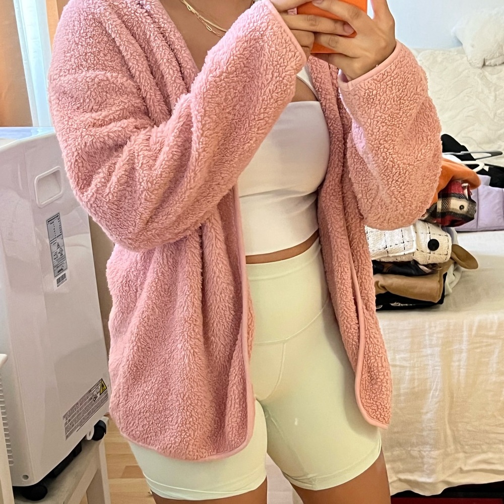 Shein pink fur jacket